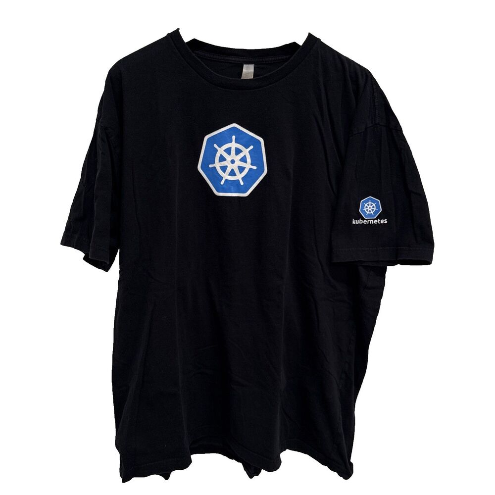 Kubernetes Mens XL Logo T-Shirt DevOps Cloud Native Tee Tech Black - Picture 2 of 7